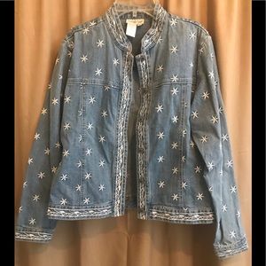 Coldwater creek S star long sleeve Star embroidered jacket